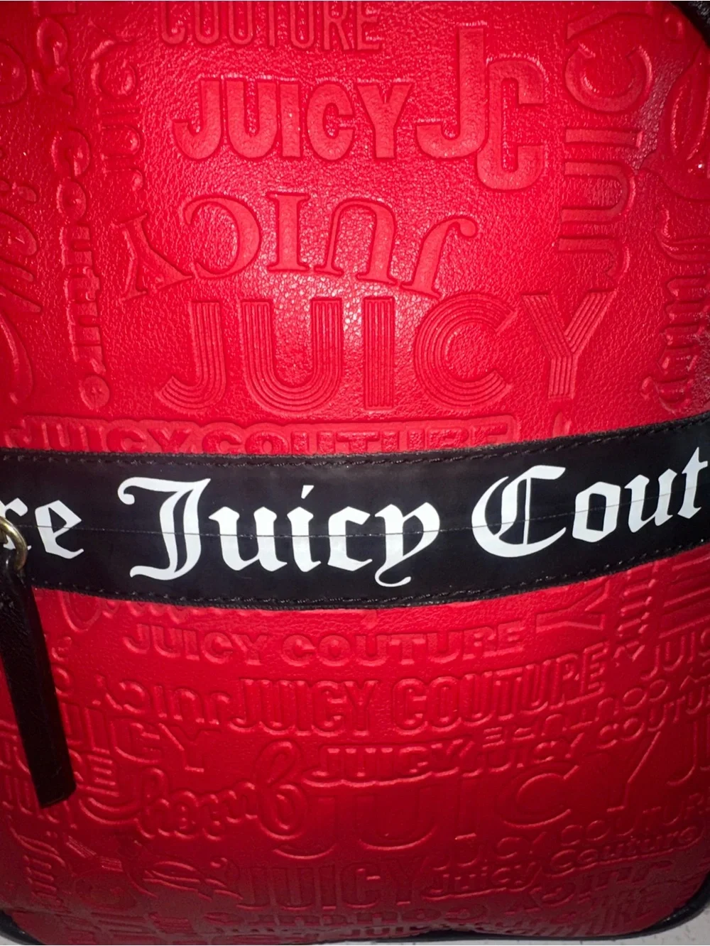 Juicy Couture Red Embossedi Mini Backpack with Black Trim, New without Tags!